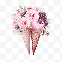 天花卉图片_水彩婚礼冰淇淋