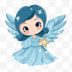 剪贴画星星图片_圣诞天使剪贴画可爱的蓝色天使拿
