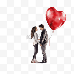 情侣与气球氦气
