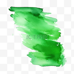 水彩绿色画笔描边