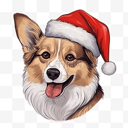 古人素描图片_圣诞节配饰矢量中柯基犬的手绘肖
