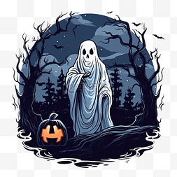 可怕的鬼魂出没于万圣节之夜插画