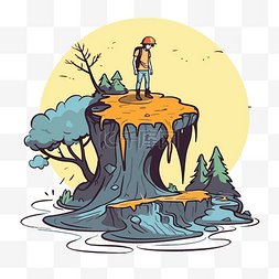 生存剪贴画人站在腐烂的树桩卡通
