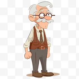 躺椅的老人图片_爷爷剪贴画戴眼镜卡通的退休老人