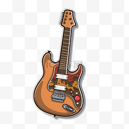 吉他音弦图片_孤立在白色背景上的电吉他的绘图