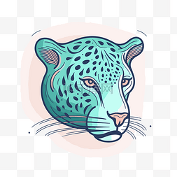 绿松石色豹子的肖像 向量
