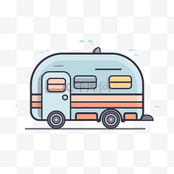 大雾橙色预警图片_橙色和蓝色露营房车拖车的插图 