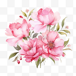草药画图片_一束粉色水彩鲜花