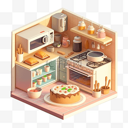 插画冰箱图片_蛋糕甜品美食冰箱漂亮的甜品屋