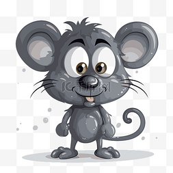 灰色剪贴画可爱卡通灰色老鼠微笑