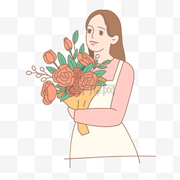 抱着花的女人