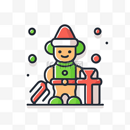 圣诞节图标与圣诞礼物和玩具 向