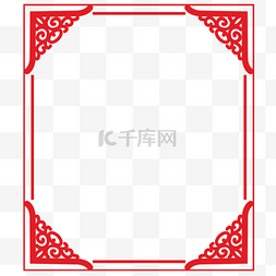 新年纹理边框装饰图案图片_复古花纹红色装饰边框