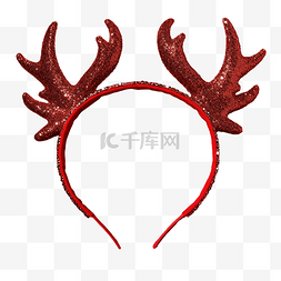 闪光圣诞鹿图片_红色闪光表面上的圣诞驯鹿鹿角头