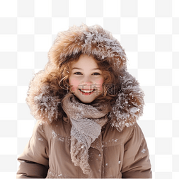 冬天公园里穿暖和衣服的圣诞女孩