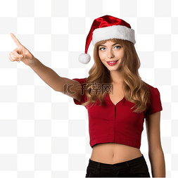 戴圣诞帽的女孩图片_戴着圣诞帽的女孩在不聚焦的墙上