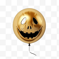 生日海报素材图片_万圣节气球，逼真的金色球，面容
