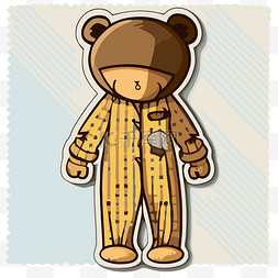 穿着格子睡衣的卡通棕熊 图库插
