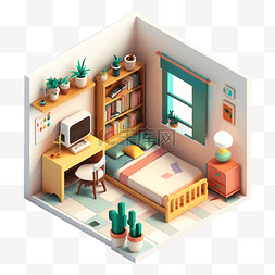 几何建筑简单图片_房间模型卡通可爱立体简单图案