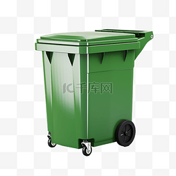 铁皮垃圾篓图片_3d 孤立的绿色垃圾桶