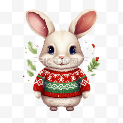 丑陋的动物图片_与一只穿着丑陋毛衣的可爱兔子的