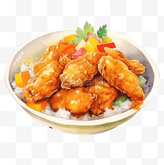 日本食品水彩脆皮鸡肉咖喱饭