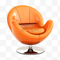 室内家具图片_孤立的橙色现代椅子
