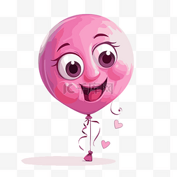 卡通笑脸气球图片_粉红色的气球 向量