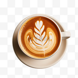 立体咖啡拉花图片_纹理拉花咖啡元素立体免抠图案