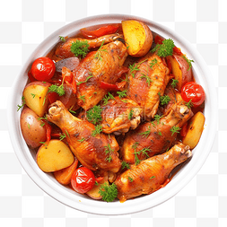 肉和鸡肉图片_感恩节晚餐 炖土豆配鸡翅 西红柿