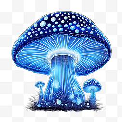 发光蘑菇图片_涂鸦发光的蓝色蘑菇