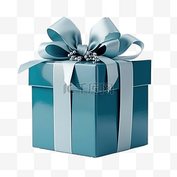 蓝色装饰图片_带蝴蝶结的圣诞礼物蓝色礼盒惊喜