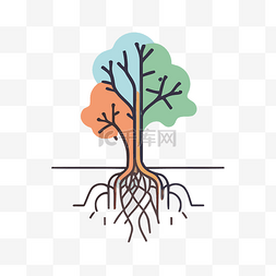 彩色的树树图片_有根的线性树 向量