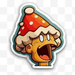 蘑菇顶图片_上面有一顶蘑菇帽的卡通贴纸 向
