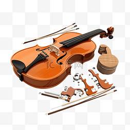 音乐外放图片_小提琴音乐工具 3d 插图