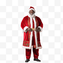 房间里的老人图片_穿着红色服装的快乐非洲圣诞老人