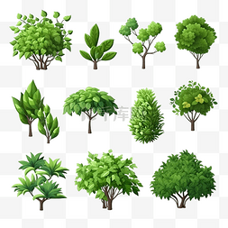 森林等距图片_等距树叶灌木 3D 通用场景收藏集