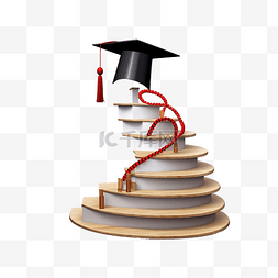 带书螺旋楼梯和毕业帽的红针实现