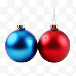 圣诞节图片_美丽的蓝色和红色圣诞球隔离在白