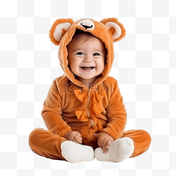 小男孩打扮成小狮子万圣节婴儿服