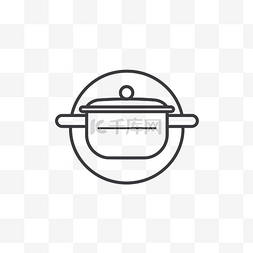 廚具图片_白色背景上的锅的线条图标 向量