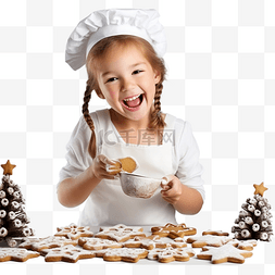饼干原料图片_可爱的小女孩烘烤圣诞姜饼
