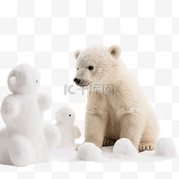 雪人手绘图片_小熊和雪雕