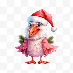 钻石火烈鸟图片_火烈鸟圣诞圣诞老人帽子礼物卡通