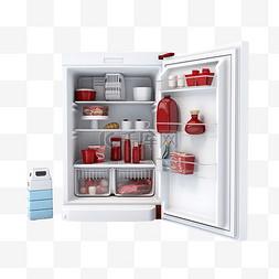 地中海台灯图片_厨房套装中的 3d 插图冰箱