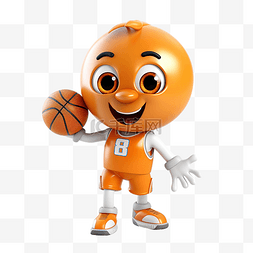 篮球吉祥物打招呼3D人物插画