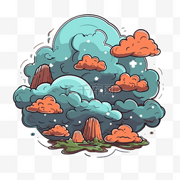 飞云和沙漠的天空剪贴画卡通插图
