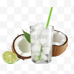 椰子林图片_新鮮椰子水飲料