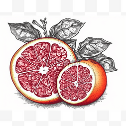 柚子红皮手绘矢量图