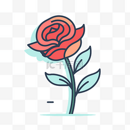玫瑰是用线条风格绘制的 向量